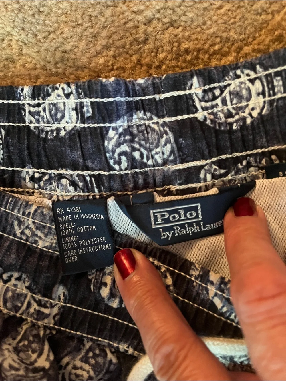 Polo by Ralph Lauren Black & White Paisley Swim Trunks